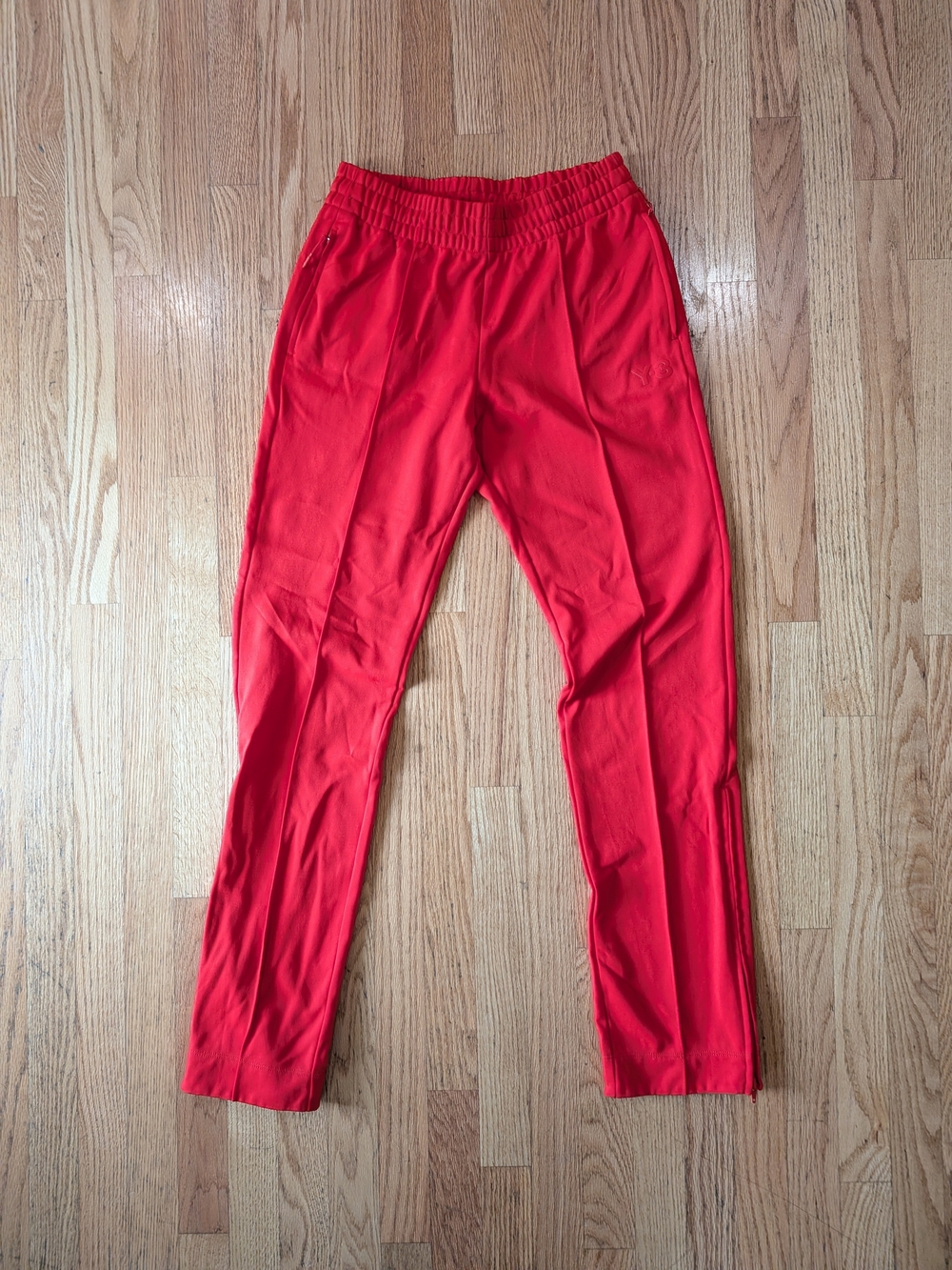 Y-3 Men's Bright Red Slim Track Pants Zipper Sides And Pockets